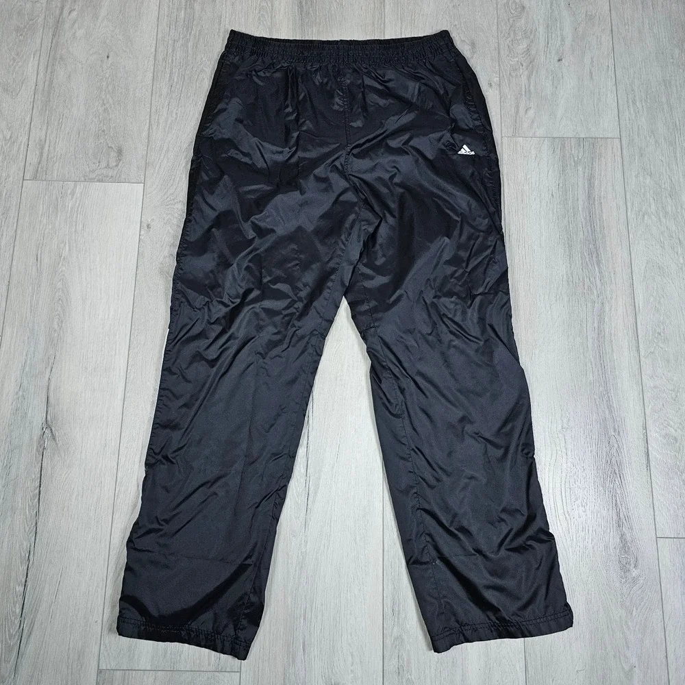 Vintage Adidas Track Pants Mens Extra Large Black Mesh Lined Relaxed Loose Y2K